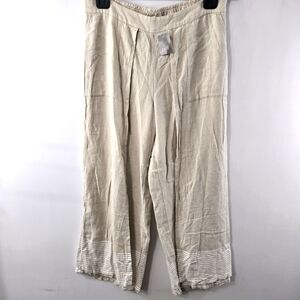 PureJill Pure Jill J Jill Flax White Faux Wrap Cropped Crop Stripe Hem Pants NWT